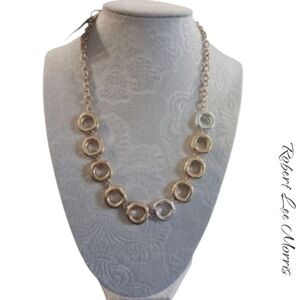 NWT Robert Lee Morris Soho Open Circle Bib Two Tone Necklace